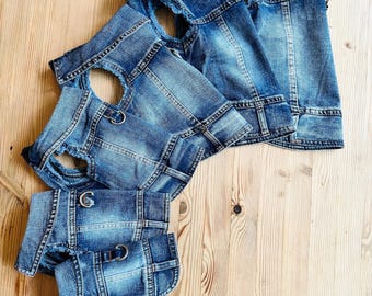 Denim Dog Jacket - Personalised Name Option Included! Sizes XXS / XS / s / m / l / XL