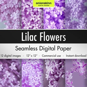 Lila Blumen DIGITAL SEAMLESS PAPER Lavendel Violett Lila Ästhetische Frühling Floral Botanische Wallpaper Scrapbooking DiY Handwerk Kommerziell