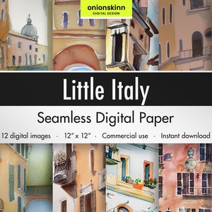 Little Italy DIGITALE NAADLOZE PAPIER Retro Gebouw Architectuur Reizen Venetië Rome Journal Dagboek Scrapbooking Diy Craft Commercieel Bestand