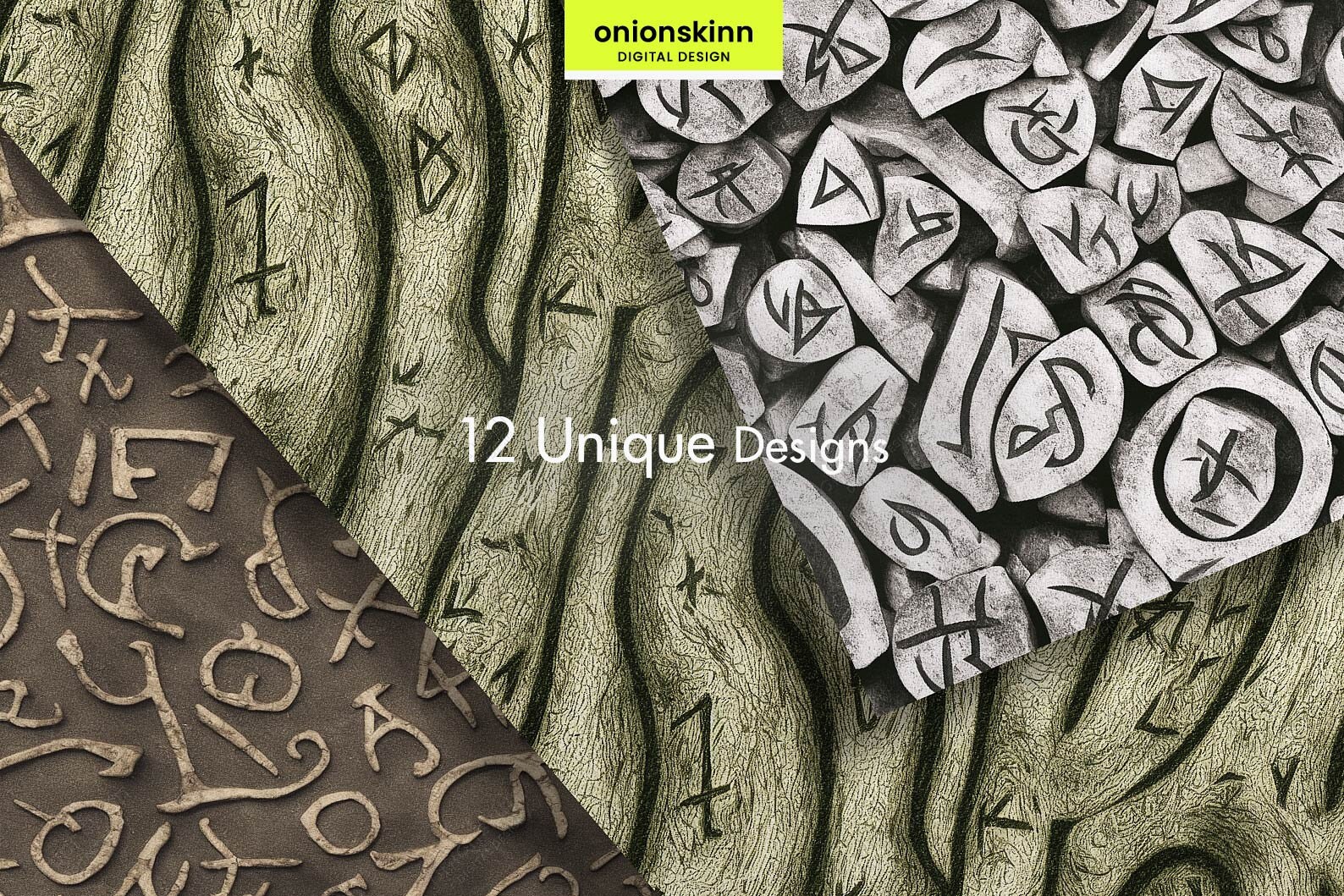 Nordic Runes DIGITAL SEAMLESS PAPER Viking Symbols Spiritual Witchy ...