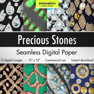 Edelstenen DIGITALE NAADLOZE PAPIER Kristallen Edelsteen Parel Smaragd Aquamarijn Agaat Edelstenen Scrapbooking DiY Craft Commercieel Bestand