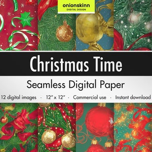 Tempo de Natal Enfeites de PAPEL DIGITAL SEM EMENDA Baubles Bugigangas Decorações Tradicionais Papel de Parede de Férias Scrapbooking DiY Craft Comercial