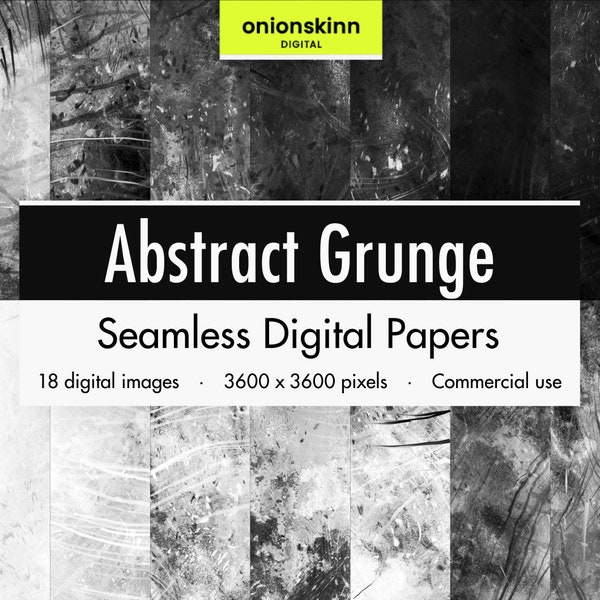 Abstract Grunge DIGITAL SEAMLESS PAPER Gritty Distressed Textures Black and White Scrapbooking Instant Download Commercial Use