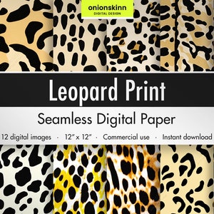 Stampa leopardata CARTA DIGITALE SENZA GIUNTE Stampa animale Fauna selvatica Safari Pelle Modello classico retrò Scrapbooking File commerciale artigianale fai da te