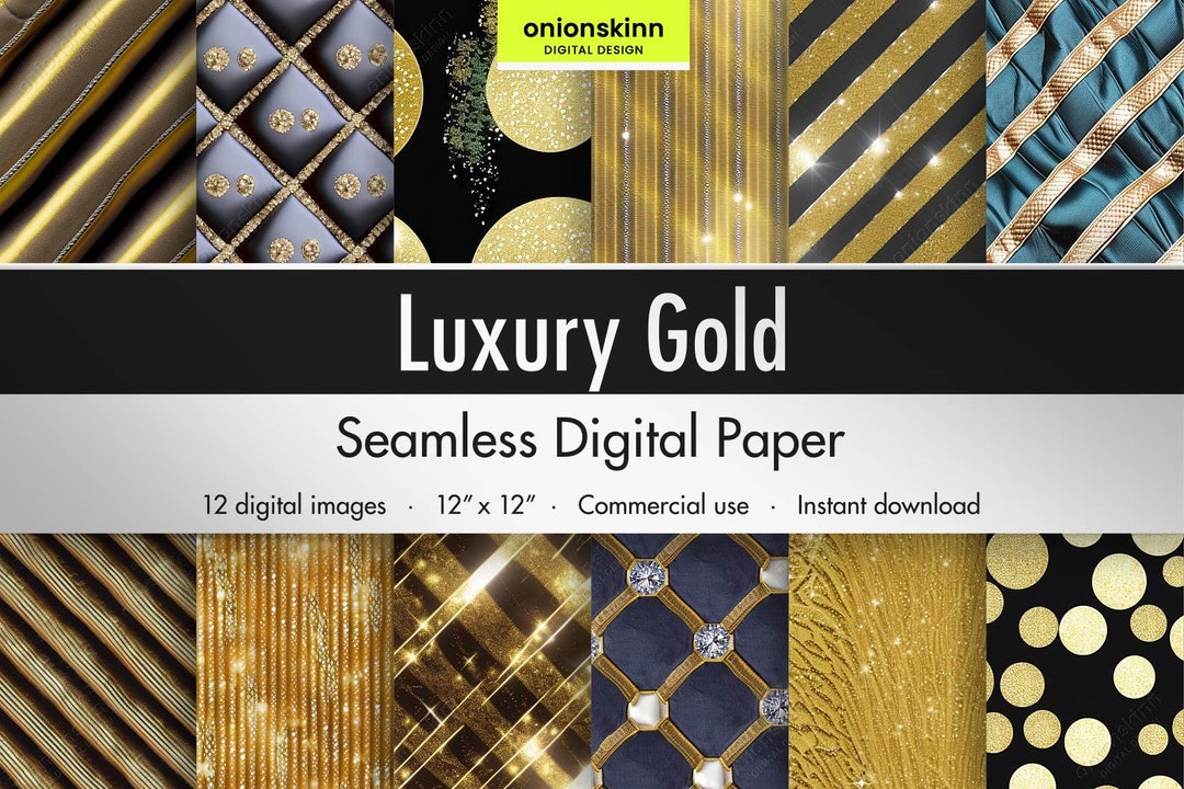 Luxury Gold DIGITAL SEAMLESS PAPER Glitter Sequins Bokeh Metallic ...