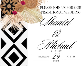 Trachtenhochzeit | Hochzeitseinladung | Afrikanische traditionelle Hochzeitseinladung | Leinwand Vorlage |