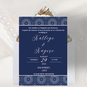 Bearbeitbar Tswana Traditionelle Hochzeitseinladung | Anpassbare Canva Vorlage | Digitaler Download | Canva Vorlage