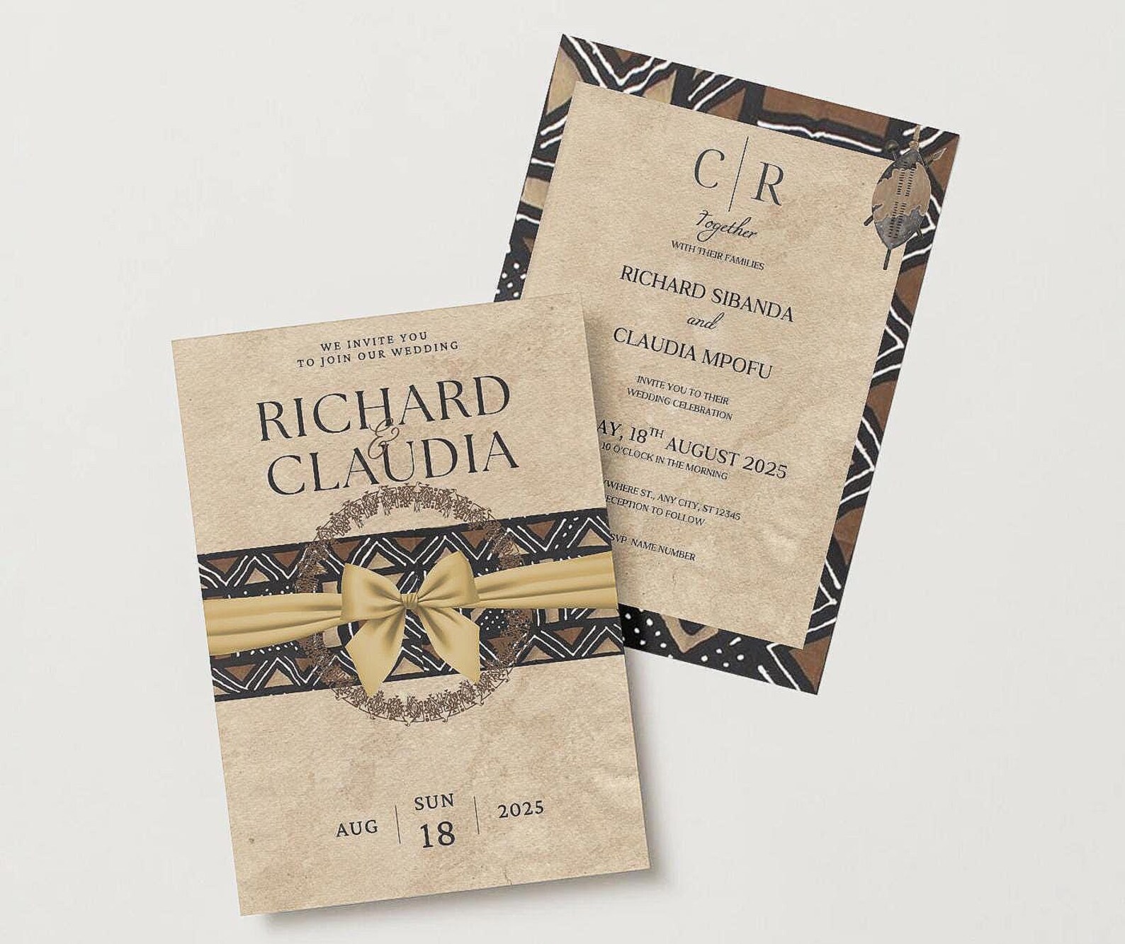 African Wedding Invitation: Traditional Canva Template (5x7 in Digital ...