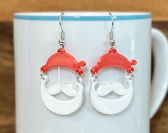 Santa Dangle Earrings - 3D Printed - Hypoallergenic | Christmas Earrings