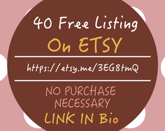 Etsy Free Listings - Etsy Referral Link, 40 Free listings, New Etsy Store, Referral Code, opening a new shop, Open Etsy Shop