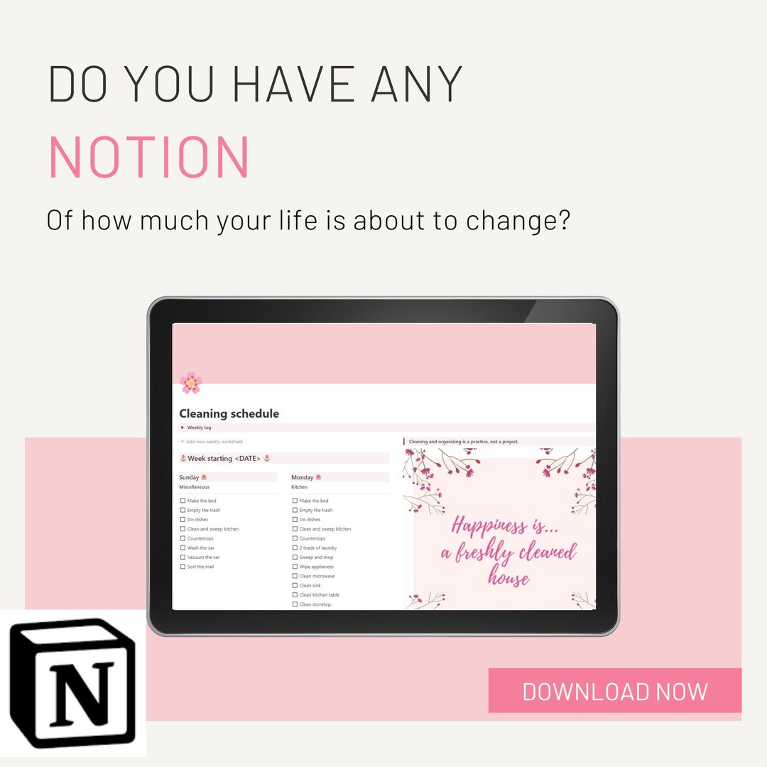 Cleaning Checklist Notion Template Notion Page Weekly Cleaning