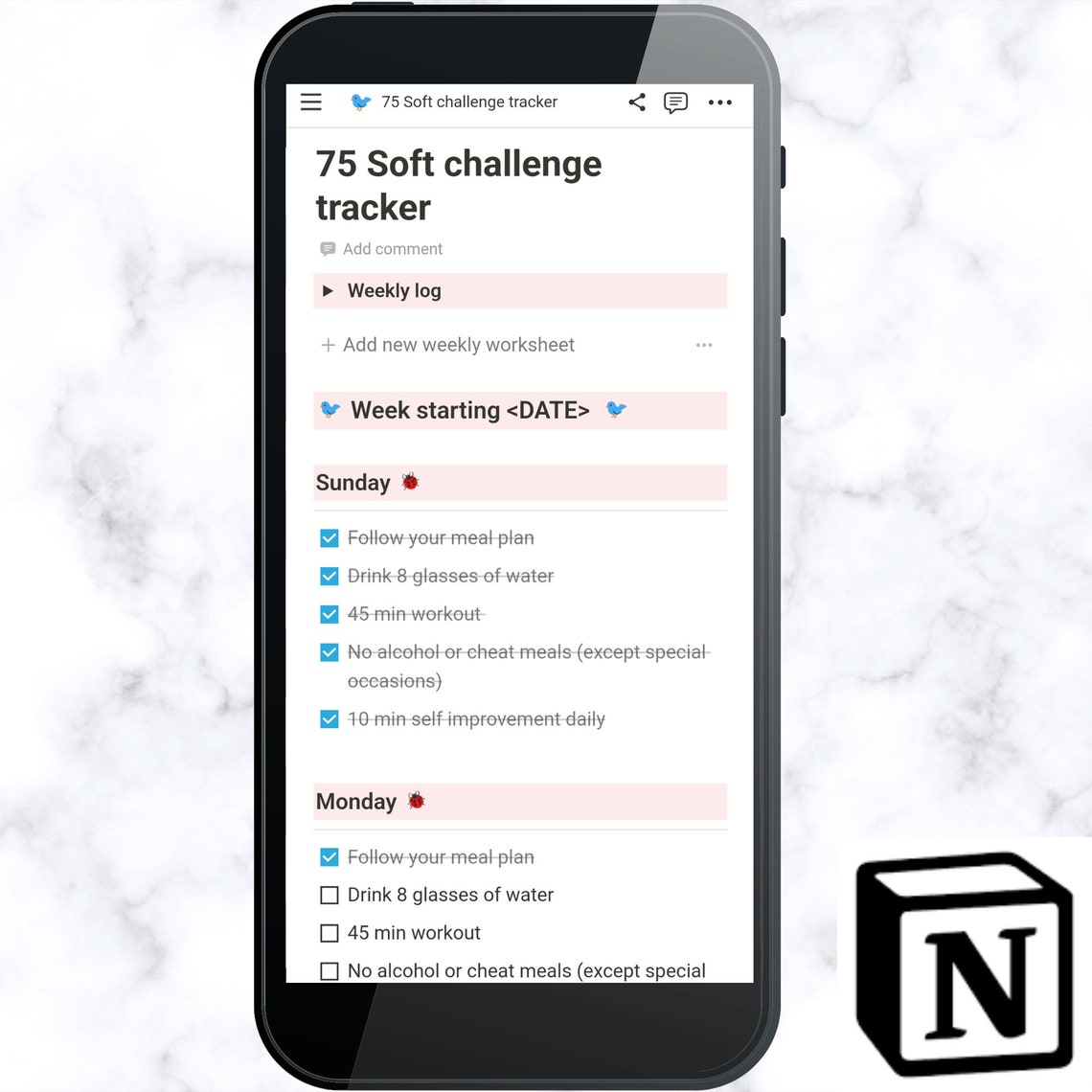 75 Soft Notion Page Notion Template Notion Dashboard Fitness 75 Soft Notion Page Notion Template Notion Dashboard Fitness