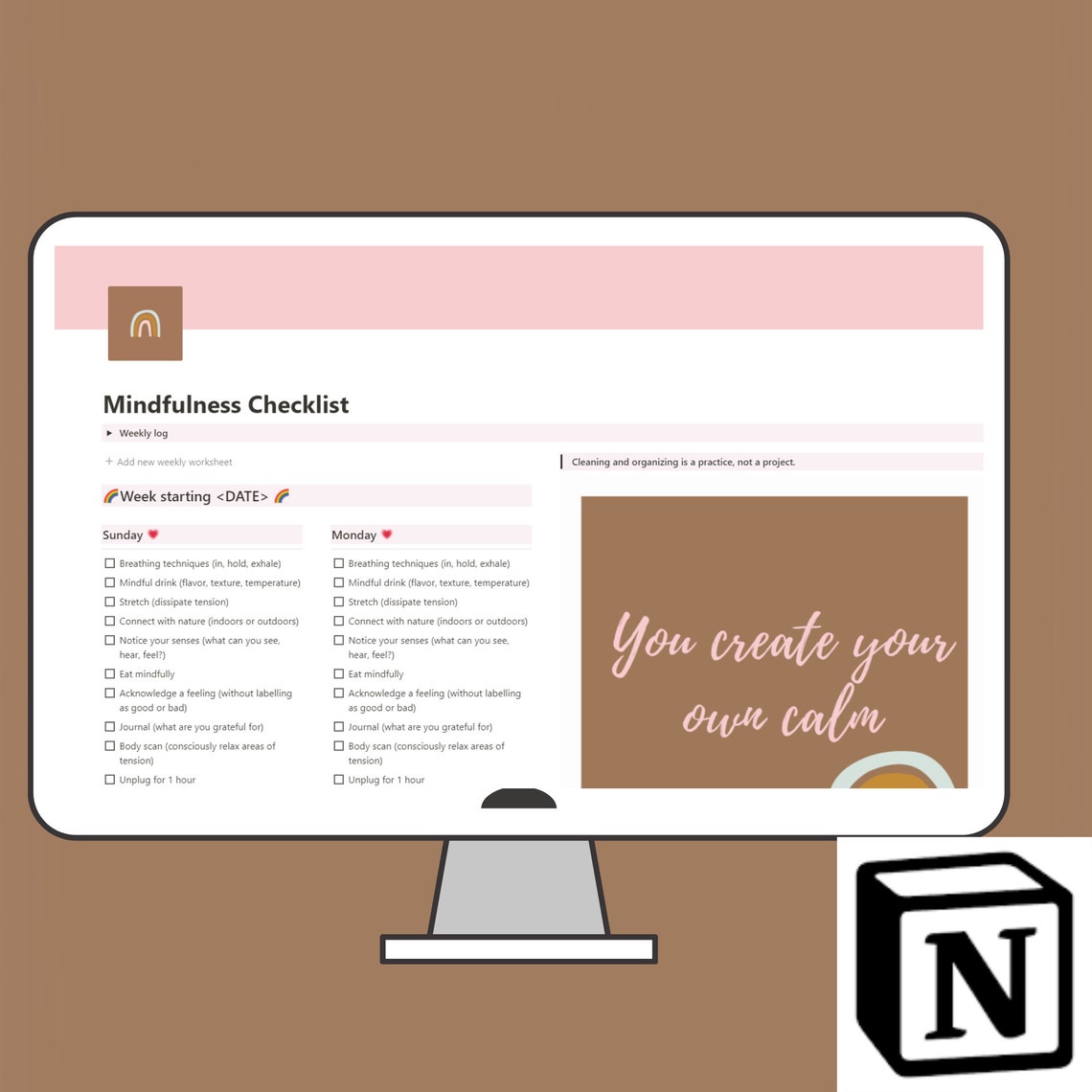 Mindfulness Checklist | Notion Page | Personal Notion | Mindfulness ...