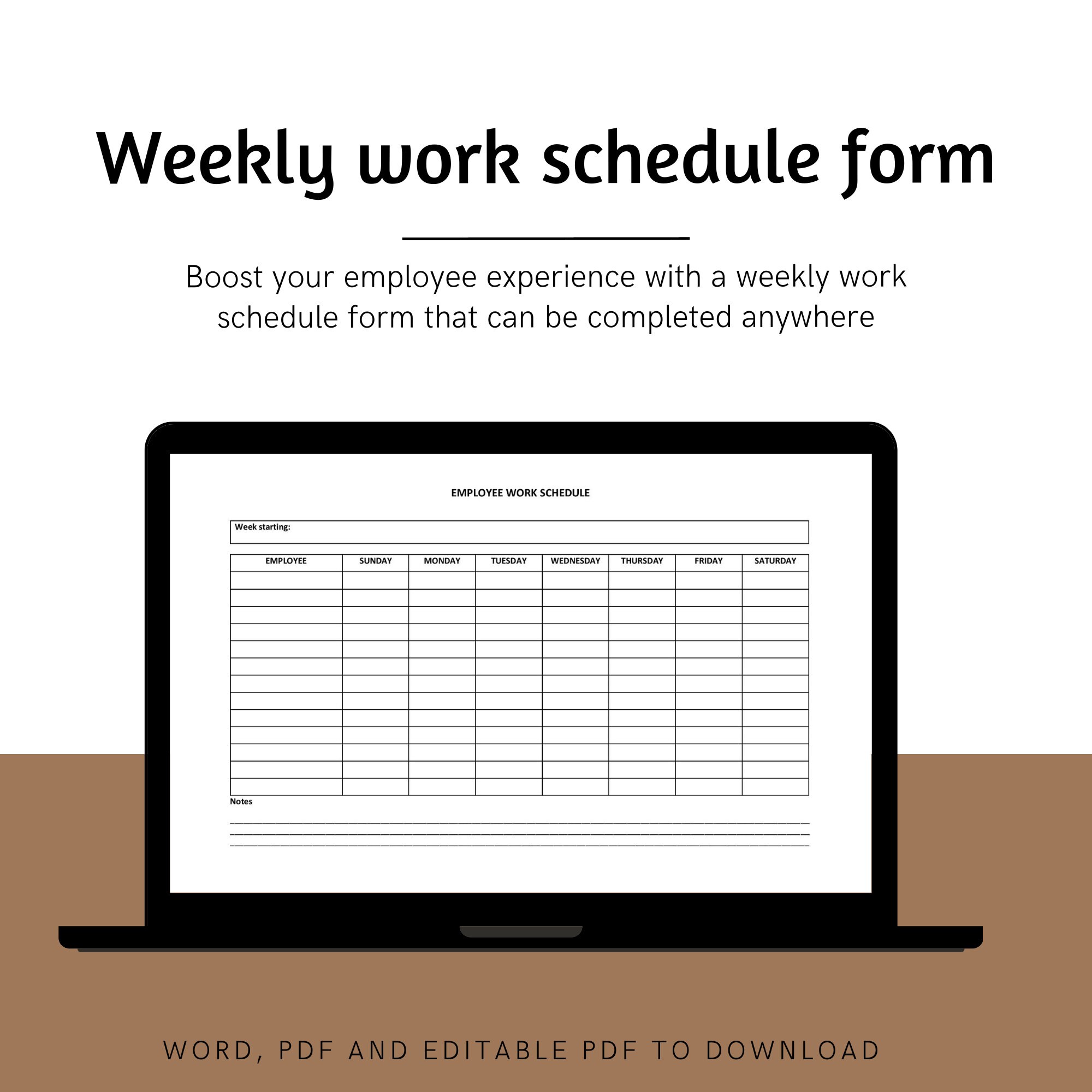 Weekly Schedule Form | Editable Time and Attendance Tracker | Shift ...