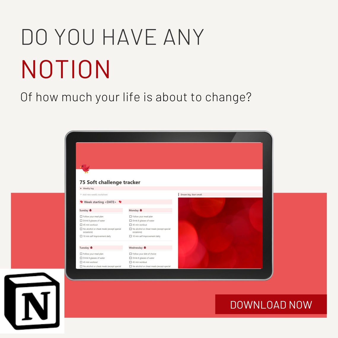 75 Soft Notion Page Notion Template Notion Dashboard Fitness 75 Soft Notion Page Notion Template Notion Dashboard Fitness