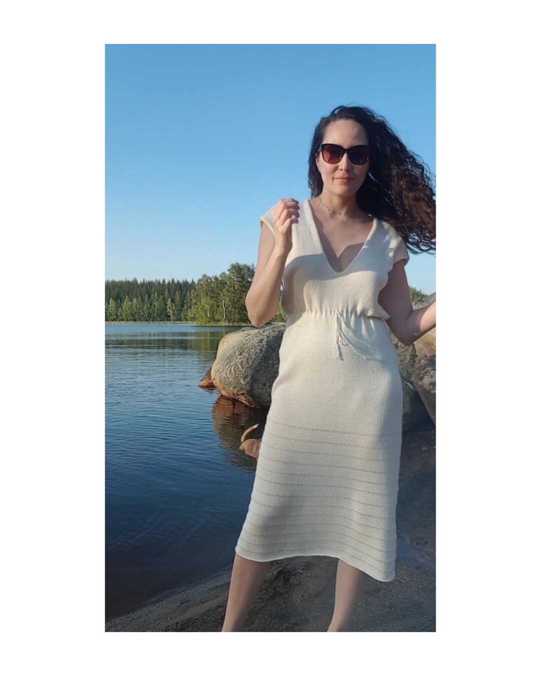 heavy knit dress Verde Print Women's ¾ Sleeve Wrap Dress-Heavy Knit – Donny White Designs