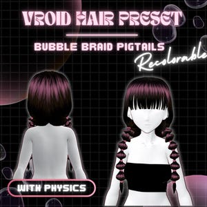 Bubble Braid Pigtails | Recolorable VRoid Hair Preset w/ Physics | Y2K | 80s-90s | Alt | Vtuber