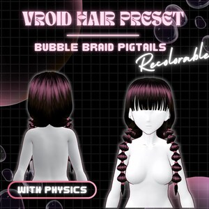 Bubble Braid Pigtails | Recolorable VRoid Hair Preset w/ Physics | Y2K | 80s-90s | Alt | Vtuber