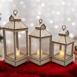 Weihnachtliche Deko-Kerzenlaterne mit Teelicht, Dekorativer Kerzenhalter, Laser cut Kerzenständer Einweihungsgeschenk