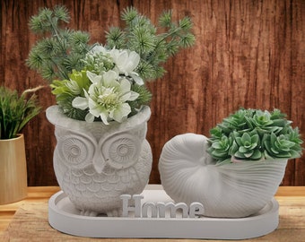 Ceramic vase, tray set, Ceramic home decoration, mini vase, ceramic vase, ceramic tray, wedding decoration, bathroom decor, owl, shell