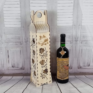 Portabotellas de madera personalizado para pescador, estuche de almacenamiento grabado, bolsa de transporte de vino, caja para botellas de vino con texto de nombre personalizado, caja de regalo para papá