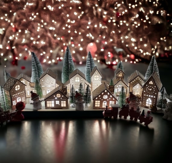 Physical Product Set of 10 Christmas Village Houses Christmas
