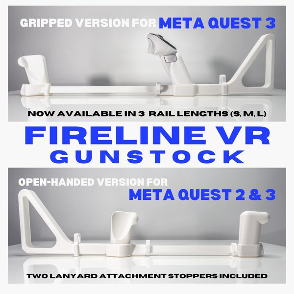 FireLine VR Adjustable Gunstock with Pump-Action motion | Gripped Edition for Meta Quest 3 / Open-Handed Edition for Meta Quest 2 & 3