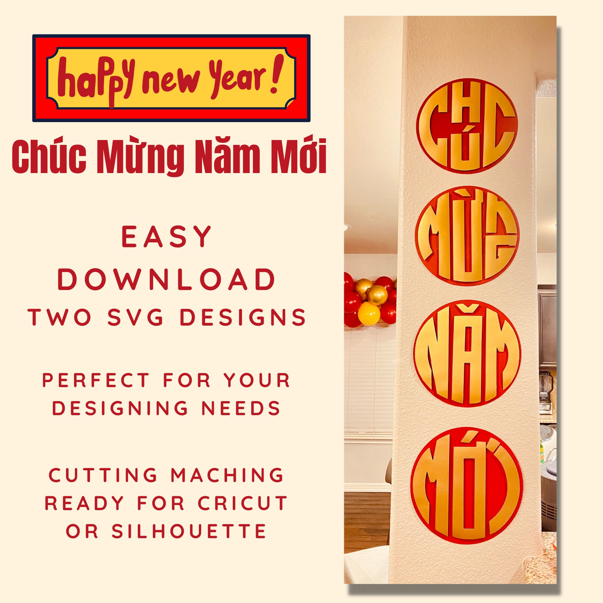 Vietnamese Chuc Mung Nam Moi SVG, Vietnamese New Year Design