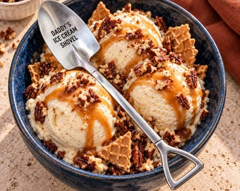 Personalized Ice Cream Shovel Spoon, Custom Engraved Spoon for Dad, Grandpa, Papa or Mom, Unique Birthday Gift
