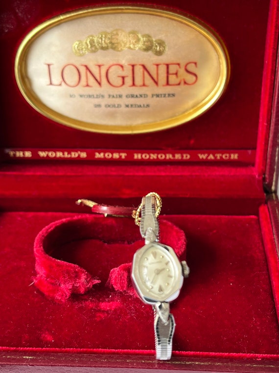 Rare ladies LONGINES watch 10k white gold filled in b… Gem