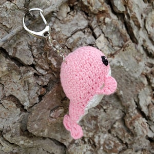 handmade WHALE crochet amigurumi rotary D snap keychain stuffed toy small gift party favor