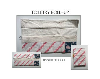 Handmade Cotton Roll-Up Toiletry Bag – Washable Travel Organizer