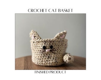 Hand-Crocheted Cat Basket – Small Pet Toy Storage