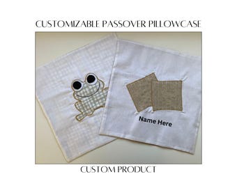 Personalized Passover Seder Pillow Case – Custom Matzah or Frog Design
