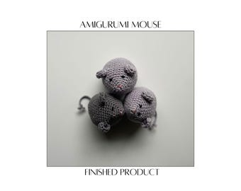 Crochet Amigurumi Mouse – Handmade Plush Desk Ornament, Nursery Decor