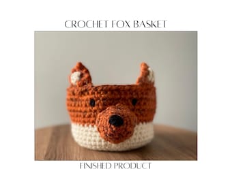Hand-Crocheted Fox Basket – Woodland Nursery & Playroom Décor | Small Storage Basket
