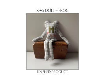 Handmade Frog Rag Doll – One of a Kind Sleepy Frog Plushie