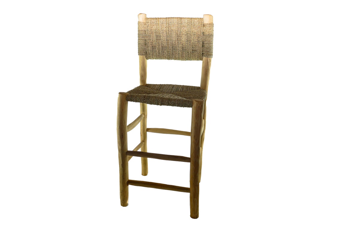 Wooden Table Chair Rope Seat Etsy