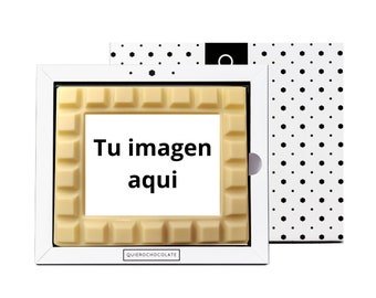 Foto de chocolate Xl personalizada-Chocolate blanco, impresion en chocolate- SIN GLUTEN, Cacao premiun Panama, Regalo personalziado