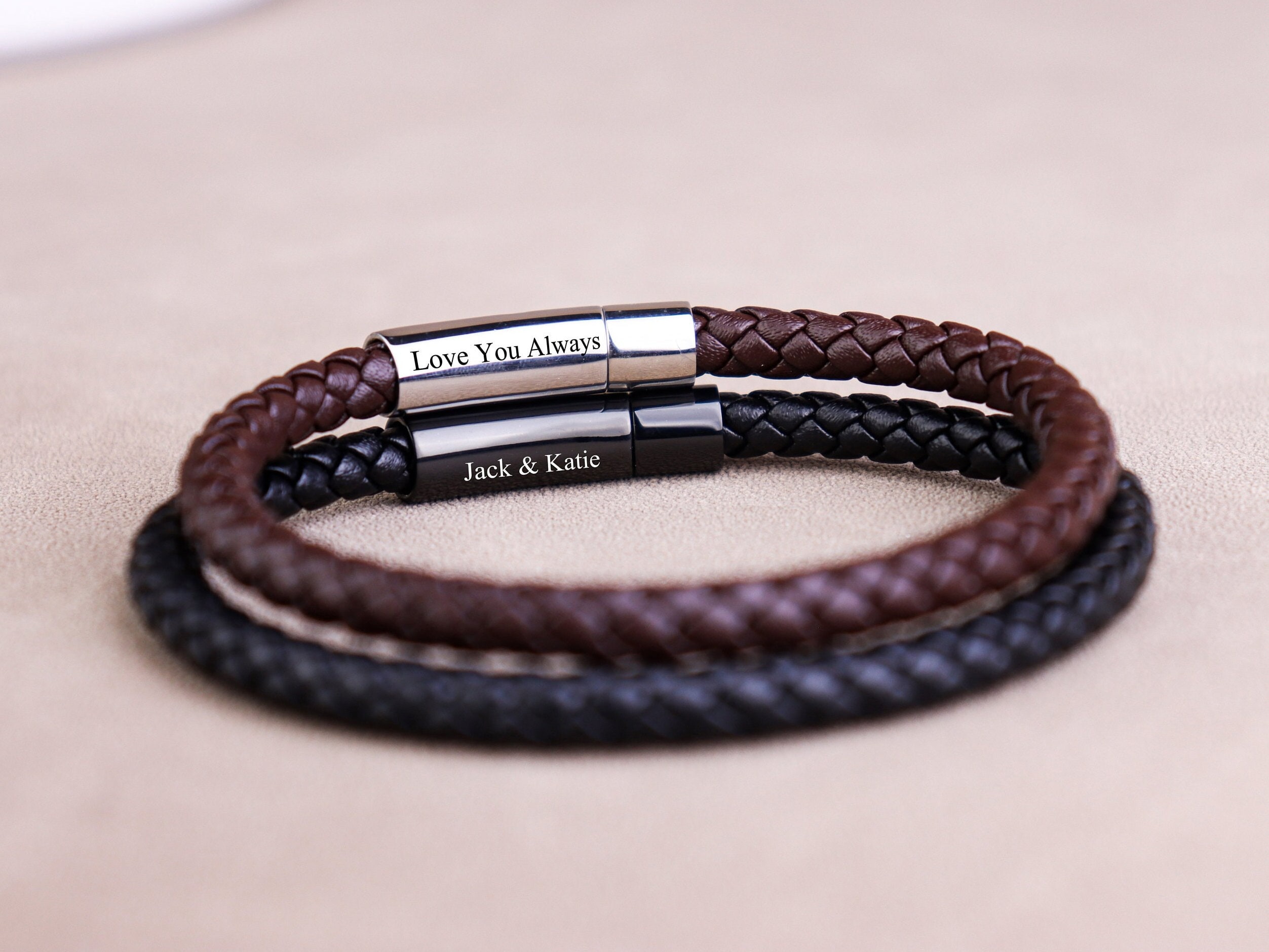 Custom Name Bracelet for Men Personalized Leather Bracelet Men (FB-34) -  ShopFrommomo