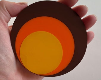 70s style Retro Circles Acrylic Coaster | Single or sets