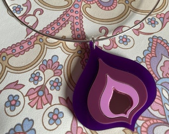 60s 70s RETRO ACRYLIC CHOKER |  ‘Daphne’ Vintage inspired statement teardrop jewellery | 4 colourways