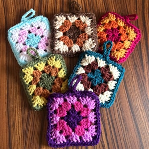 Handmade Retro Granny Square Crochet Earphone Case | Tech Accessory | 60s and 70s Vintage Inspired | Wireless Earphones Cover | Sustainable