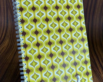Retro Ripple A5 Notebook | 70s Geometric Print, Lined Pages
