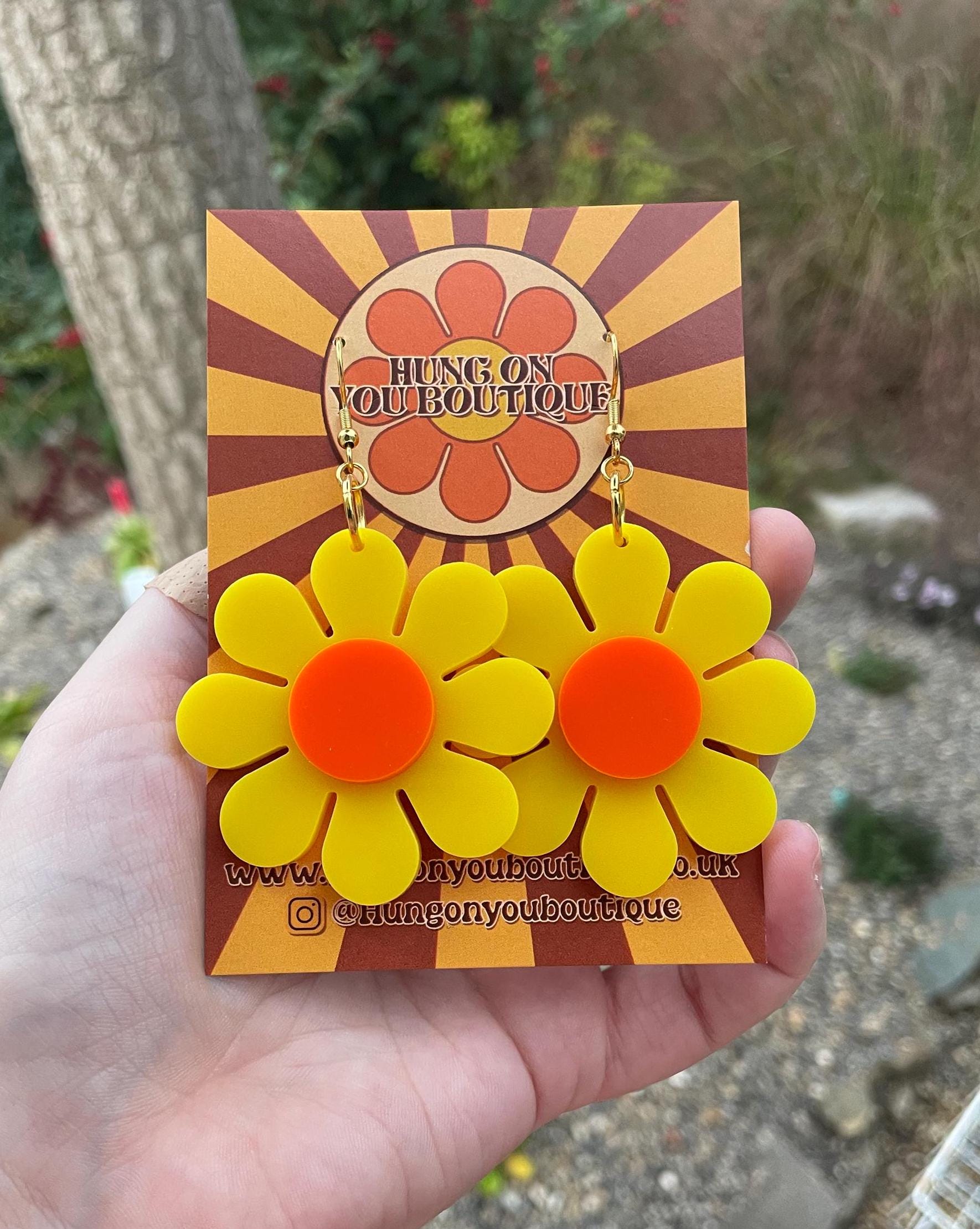 Orecchini pendenti con fiori in acrilico vintage per le donne