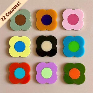 Dottie Blumen Pin Brosche | Retro 60er 70er Jahre Anstecker | Über 70 Farben | Mod Blumen Anstecknadel | Mid Century Vintage | Kostenlose Lieferung