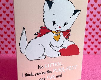 Retro Kitten Valentine's Card | Mid-Century Anniversary Greeting Card