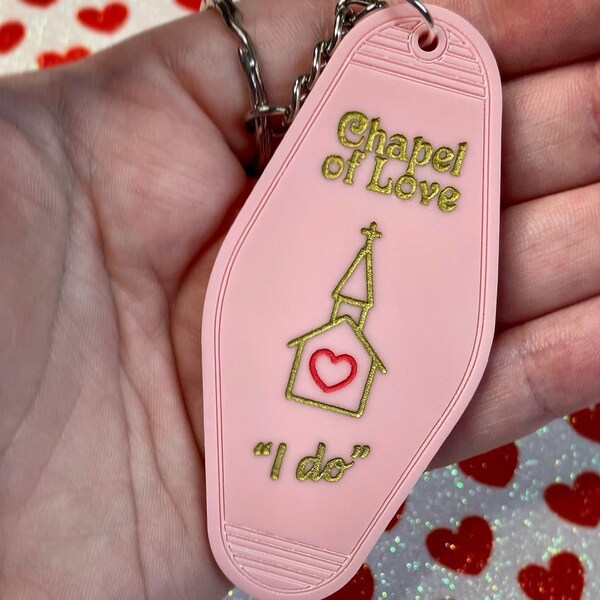 50s 60s 70s RETRO MOTEL KEYCHAIN - 'Chapel of Love' Las Vegas vintage inspired keyring - Wedding, bride hen gift