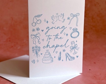 Blue Wedding Card | Hand-Drawn Illustration, Engagement Card (A6 Size)