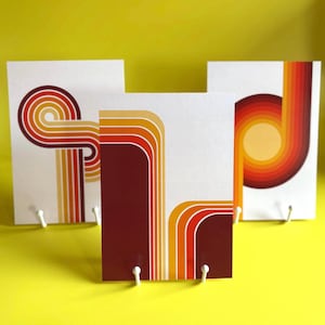 Arte de pared con rayas supergráficas retro A4 / Impresiones estilo años 60 y 70 / Póster de decoración del hogar moderno y moderno de mediados de siglo